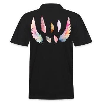 Farbiges Aquarellgefieder - Männer Poloshirt - Schwarz - Hinten - Kai (181cm)