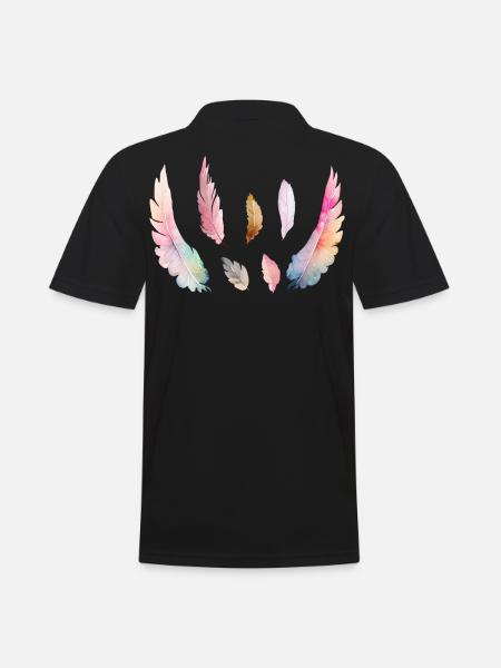 Coloured watercolour plumage - Men's Polo Shirt - black