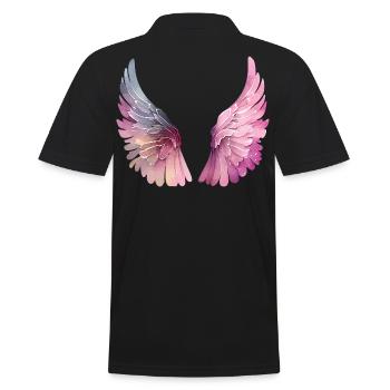 Pastel Watercolor Wings for Women - Men's Polo Shirt - black - Back - Kai (181cm)