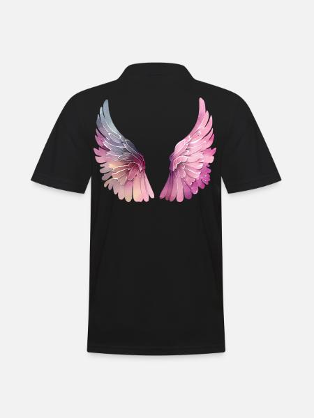 Pastellfarbene Aquarellflügel für Frauen - Männer Poloshirt - Schwarz