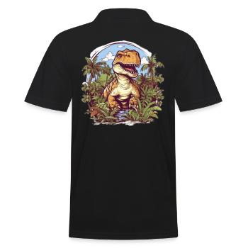 T-Rex Cartoon Jungle - Men's Polo Shirt - black - Back - Kai (181cm)