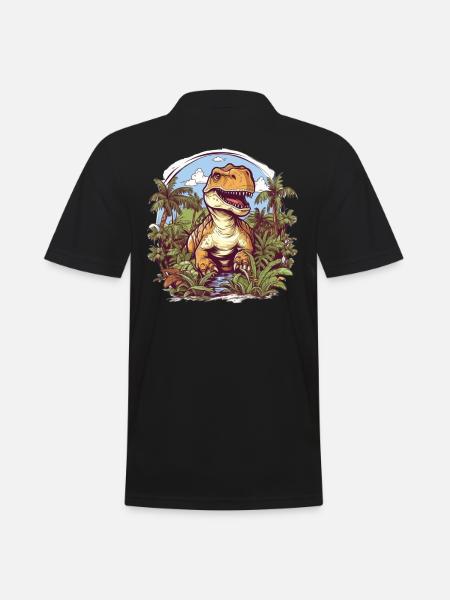 T-Rex Cartoon Jungle - Men's Polo Shirt - black