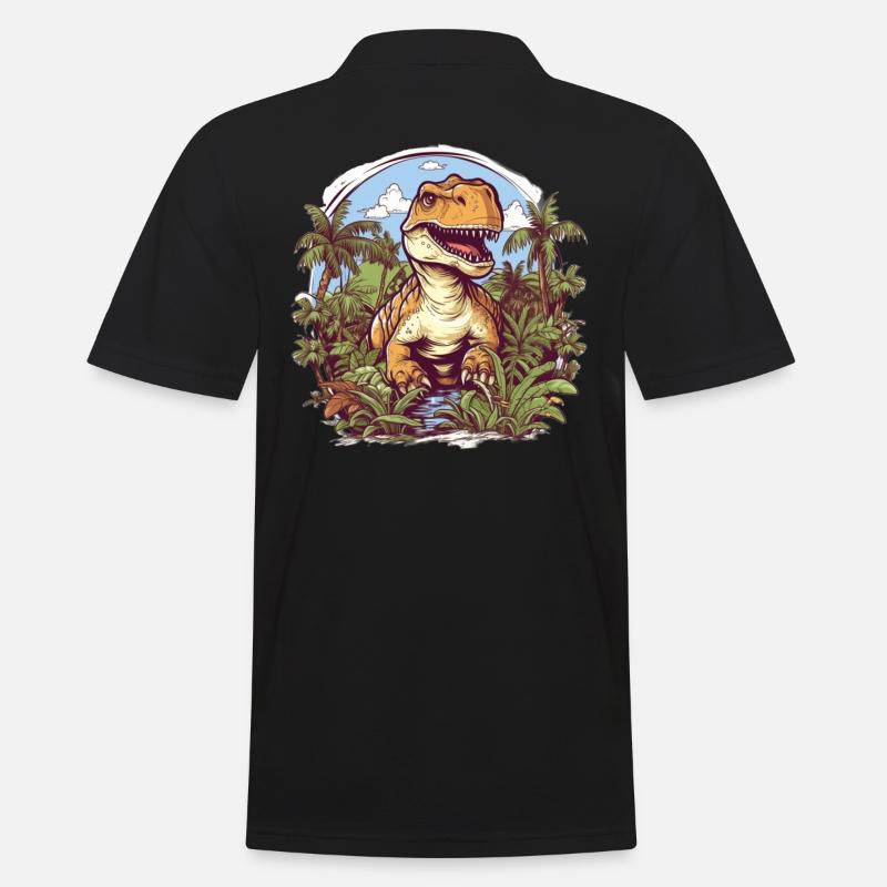Dinosaurier im Dschungel - Männer Poloshirt - Schwarz