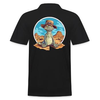 Dinosaure créatif avec chapeau dans le désert - Polo Homme - noir - Dos - Kai (181cm)