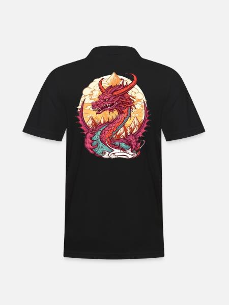 Volcanic Dragon Sunrise - Men's Polo Shirt - black