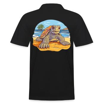 Tortue sur la plage Illustration - Polo Homme - noir - Dos - Kai (181cm)