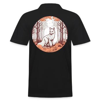 Fuchs im Herbstwald Illustration - Männer Poloshirt - Schwarz - Hinten - Kai (181cm)