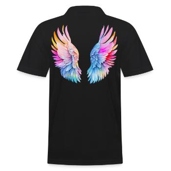 Rainbow Angel Wings - Men's Polo Shirt - black - Back - Kai (181cm)