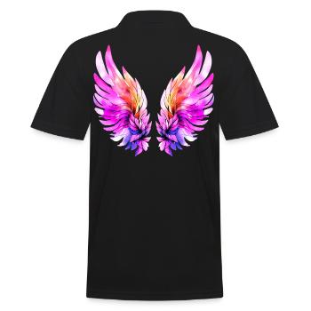 Leuchtend rosa Engelsflügel - Männer Poloshirt - Schwarz - Hinten - Kai (181cm)