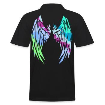 2reborn Wings Engelflügel modern art 6 - Männer Poloshirt - Schwarz - Hinten - Kai (181cm)
