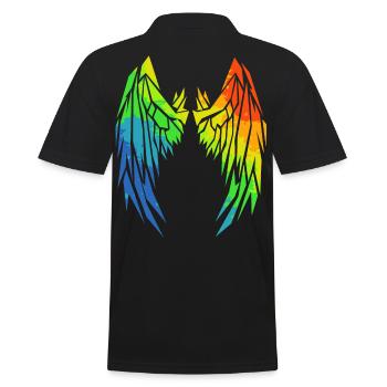 2reborn Wings Engelflügel modern art 7 - Männer Poloshirt - Schwarz - Hinten - Kai (181cm)