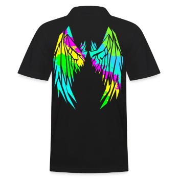 2reborn Wings Engelflügel modern art 12 - Männer Poloshirt - Schwarz - Hinten - Kai (181cm)