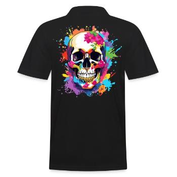 Colorful Skull with Flowers - Männer Poloshirt - Schwarz - Hinten - Kai (181cm)