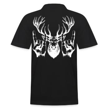 Metal Head Fork Sign Cool - Men's Polo Shirt - black - Back - Kai (181cm)