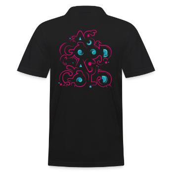 Neon Floral Ornament - Men's Polo Shirt - black - Back - Kai (181cm)
