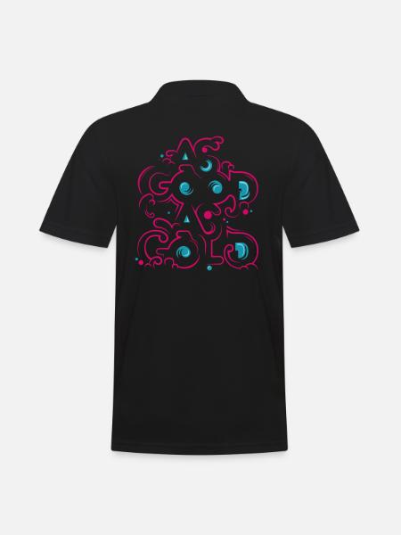 Neon Floral Ornament - Men's Polo Shirt - black