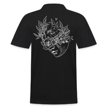 Blumenmaske 2 - Männer Poloshirt - Schwarz - Hinten - Kai (181cm)