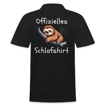 Offizielles Schlafshirt mit süßem Faultier - Männer Poloshirt - Schwarz - Hinten - Kai (181cm)