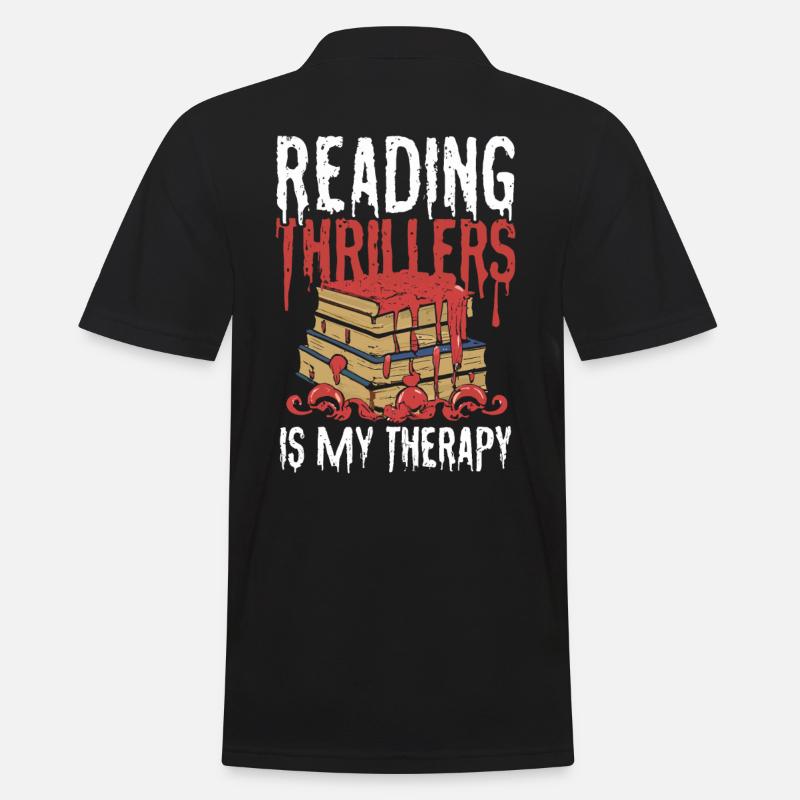 Reading Thrillers Is My Therapy - Männer Poloshirt - Schwarz