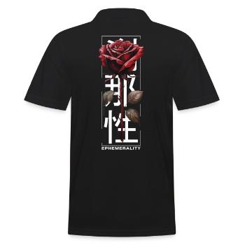 Ephemerality Rose Japanische Schrift Soft Grunge - Männer Poloshirt - Schwarz - Hinten - Kai (181cm)