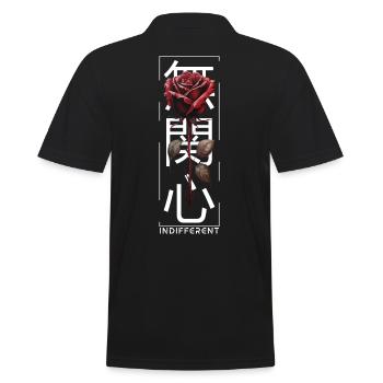 Indifferent Rose Japanische Schrift Edgy Aesthetic - Männer Poloshirt - Schwarz - Hinten - Kai (181cm)