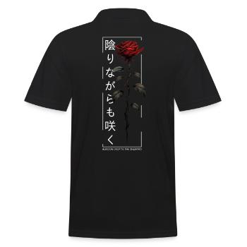 Blossom Despite The Shadow Rose Japanische Schrift - Männer Poloshirt - Schwarz - Hinten - Kai (181cm)