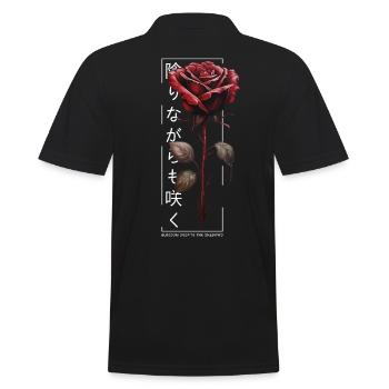 Blossom Despite The Shadow Rose Japanische Schrift - Männer Poloshirt - Schwarz - Hinten - Kai (181cm)