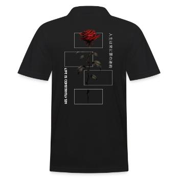 Life Is Constantly Sin Rose Japanische Schrift - Männer Poloshirt - Schwarz - Hinten - Kai (181cm)
