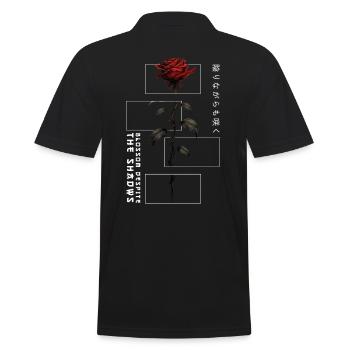 Blossom Despite The Shadow Rose Japanische Schrift - Männer Poloshirt - Schwarz - Hinten - Kai (181cm)