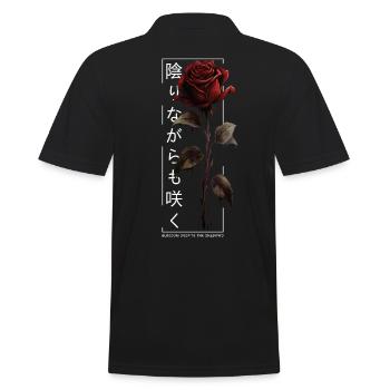 Blossom Despite The Shadow Rose Japanische Schrift - Männer Poloshirt - Schwarz - Hinten - Kai (181cm)