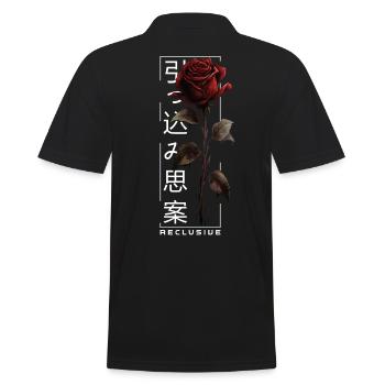 Reclusive Rose Japanische Schrift Edgy Aesthetic - Männer Poloshirt - Schwarz - Hinten - Kai (181cm)