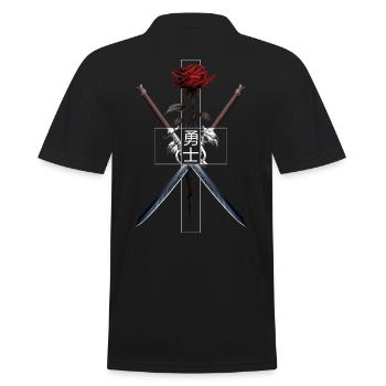 Schwerter Rose Brave Warrior Japanische Schrift - Männer Poloshirt - Schwarz - Hinten - Kai (181cm)