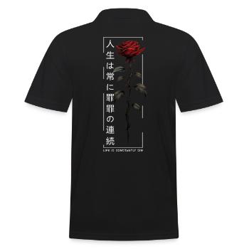 Life Is Constantly Sin Rose Japanische Schrift - Männer Poloshirt - Schwarz - Hinten - Kai (181cm)