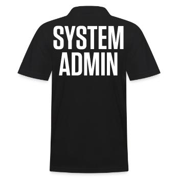 SYSTEM ADMIN – IT Tech Shirt White Font - Männer Poloshirt - Schwarz - Hinten - Kai (181cm)