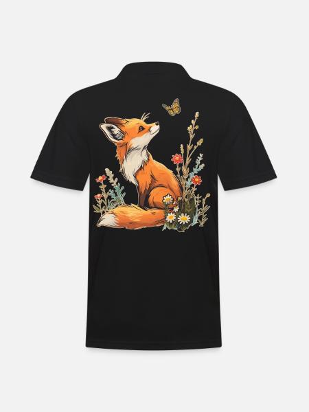 Fox and butterfly - Men's Polo Shirt - black