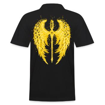 2reborn Angelwings Cross Sword 4 - Männer Poloshirt - Schwarz - Hinten - Kai (181cm)