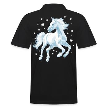 Pferd mit Sternen - Männer Poloshirt - Schwarz - Hinten - Kai (181cm)