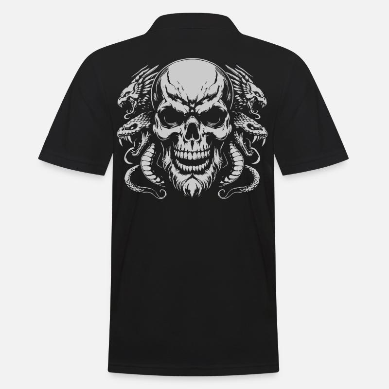 Totenkopf mit Schlangenring - Männer Poloshirt - Schwarz