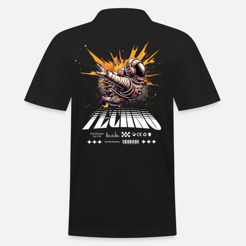 Astronaut im Sprayer-Splash Techno - Männer Poloshirt - Schwarz