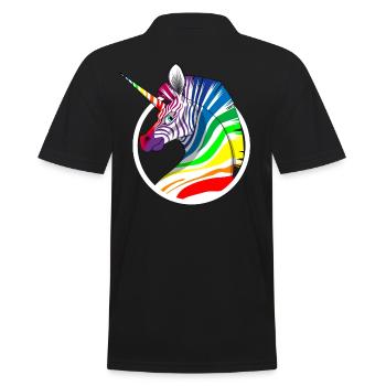 Regenbogen Einhorn Zebra - Männer Poloshirt - Schwarz - Hinten - Kai (181cm)