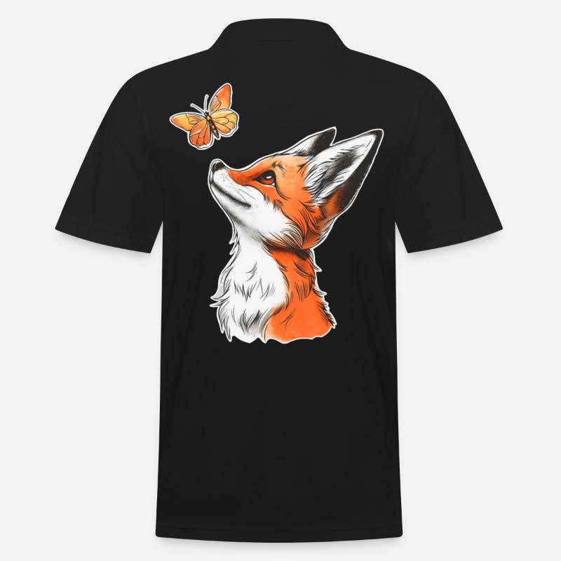 Renard avec papillon - Polo Homme - noir