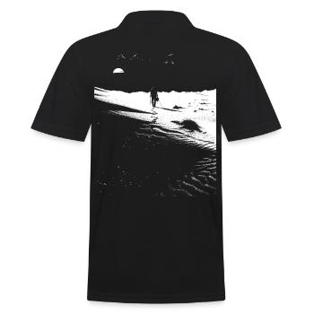 Weg durch die Wüste mit Fußspuren - Monochrom Art - Männer Poloshirt - Schwarz - Hinten - Kai (181cm)