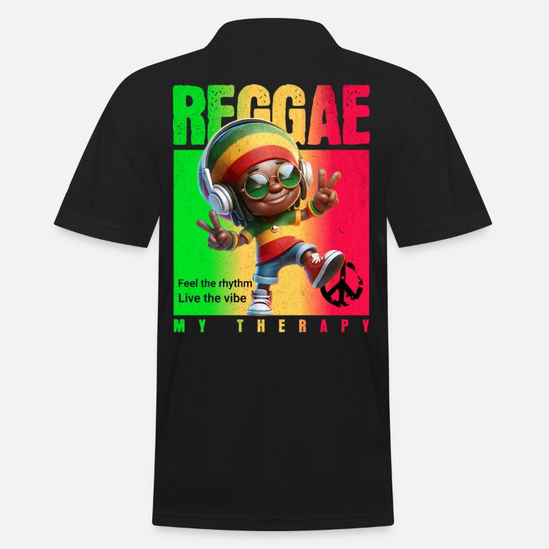 Reggae my therapy Rastaman - Männer Poloshirt - Schwarz