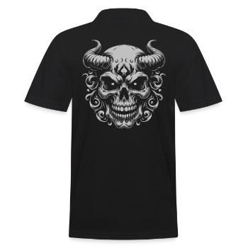 Demonic Horn Skull Ornament - Men's Polo Shirt - black - Back - Kai (181cm)