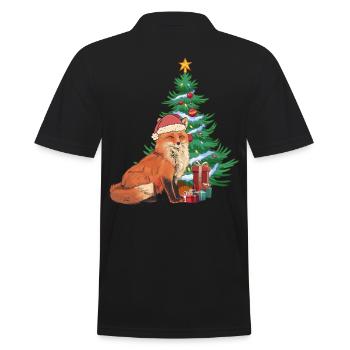 Fuchs Nikolaus Weihnachtsmann Santa Tannenbaum - Männer Poloshirt - Schwarz - Hinten - Kai (181cm)