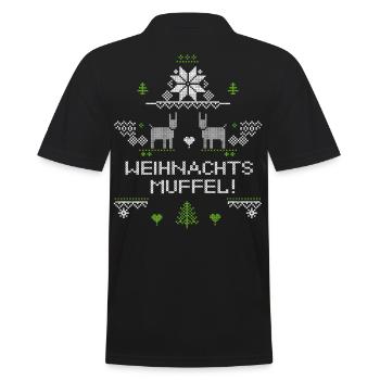 Weihnachtsmuffel, Ugly Christmas - Männer Poloshirt - Schwarz - Hinten - Kai (181cm)