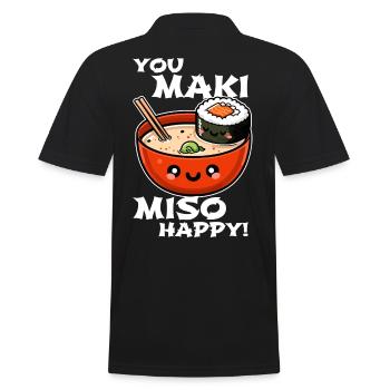 You Maki Miso Happy – Fun Sushi Design - Men's Polo Shirt - black - Back - Kai (181cm)