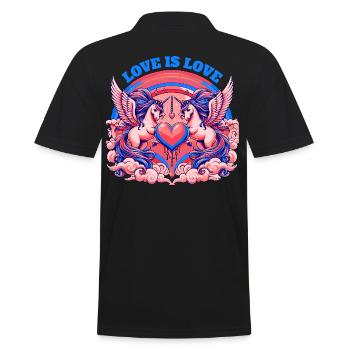Love is Love Blau - Männer Poloshirt - Schwarz - Hinten - Kai (181cm)