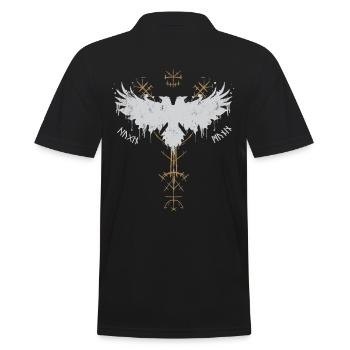 Wikinger - Hugin und Munin – Die Raben Odins - Männer Poloshirt - Schwarz - Hinten - Kai (181cm)