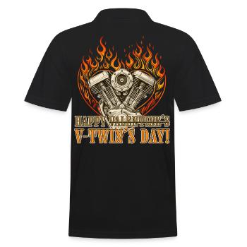 Happy V-Twin’s Day for Chopper Lovers - Men's Polo Shirt - black - Back - Kai (181cm)